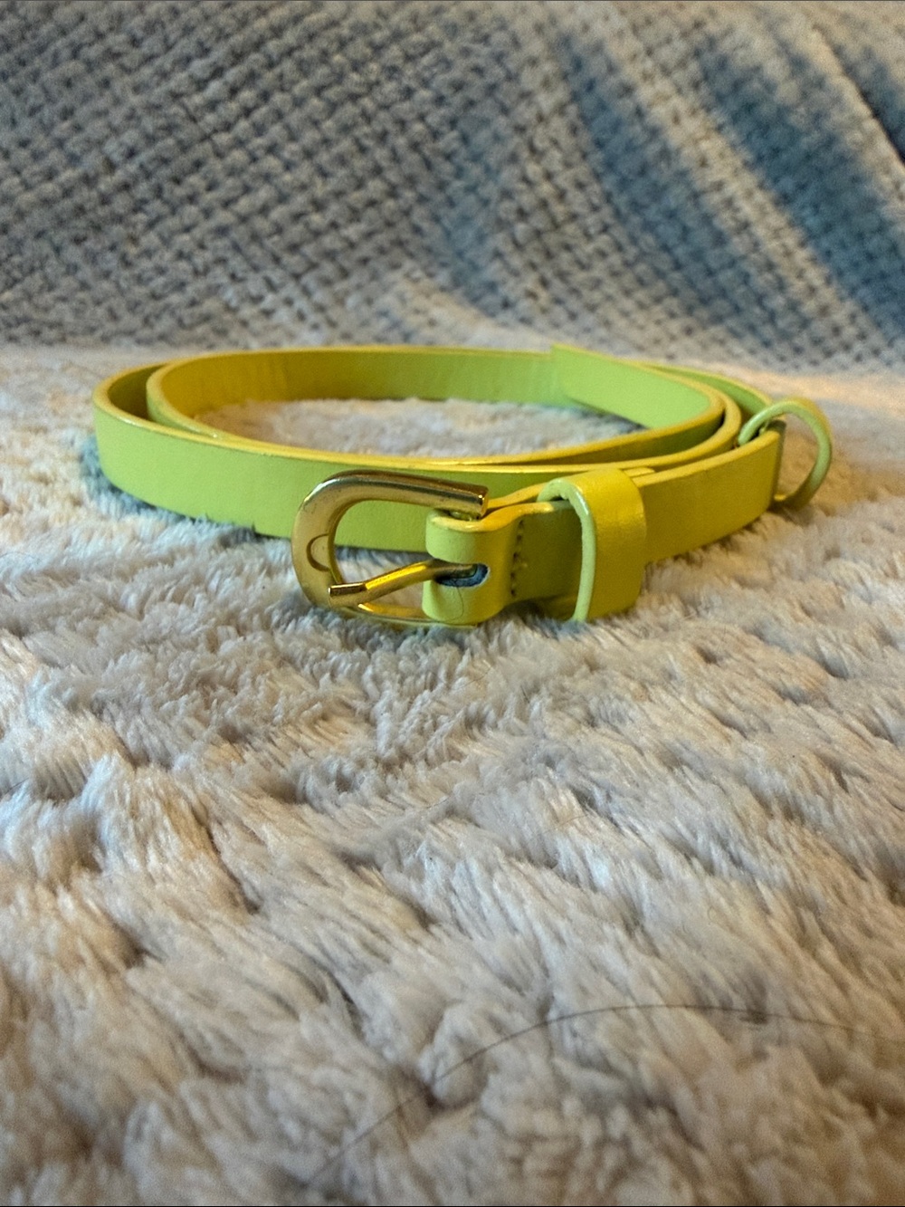 Slim Women’s Neon Yellow Belt with Gold Buckle